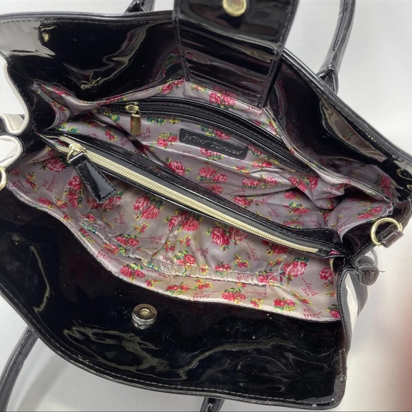 Betsey Johnson Black White Striped Purse Bow Rare Y2K EUC Chic Glam - Picture 9 of 12